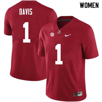NCAA Women's Alabama Crimson Tide #1 Ben Davis Stitched College Nike Authentic Crimson Football Jersey ZE17F61KD